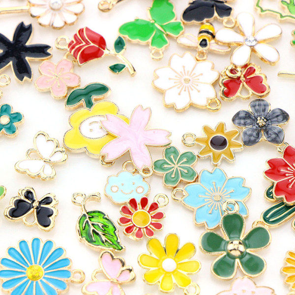 100/120 stk. Emaljerede farvede insekter serie charms vedhæng DIYJe 100PCS