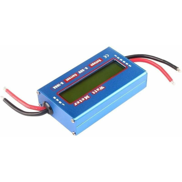 Solcellemåler LCD Strømanalysator Wattmeter, DC LCD Display 60V/100A Høj Præcision Strømmåling Watt Meter - Blå