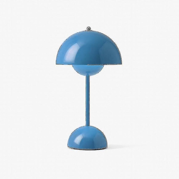 Nordisk genopladelig blomst bordlampe senglampe bordlampe svamp soveværelse borddekoration natbordslampe natlamper [hk] lyseblå Light Blue
