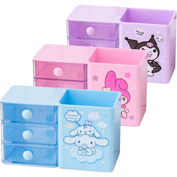 Anime-skrivbordsdekoration Cinnamoroll pennställ för skrivbord söt pennkopp kruka sminkborsthållare minibox Cinnamon roll