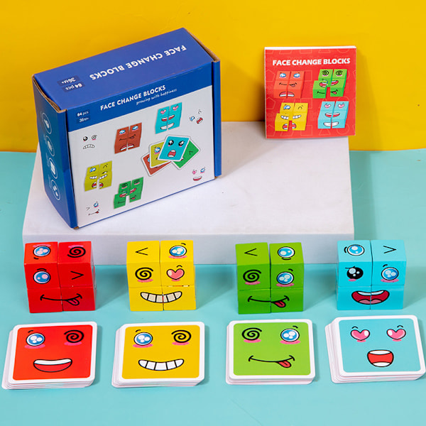 Träjärnbox uttryck Rubiks kub byggstenar brädspel utmaningsnivå leksaker XBL-liten färgbox ansiktsväxlande byggstenar G