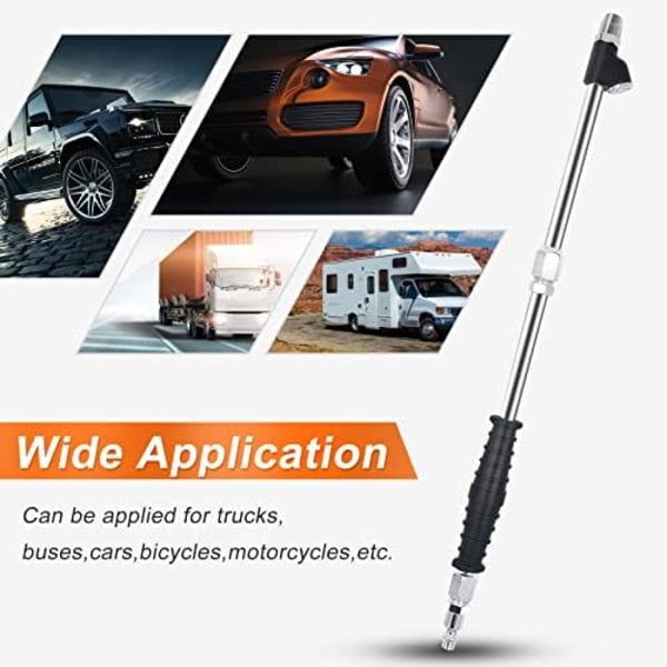 SAFELIFE 1/4\" FNPT Extended Reach Dual Head Air Chuck, 14.6'' Extended tilt lock tire pump chuck with grip handle, 2-way Connecti 9.4inch