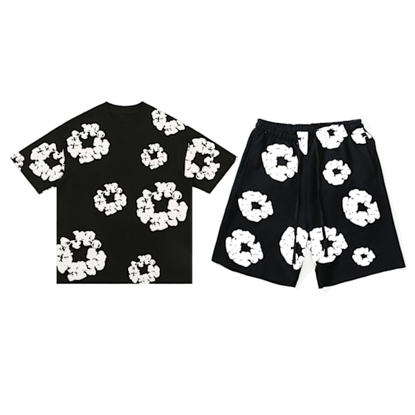 Denim Tears kesäsetti miehille, lyhythihainen, musta SS Black S