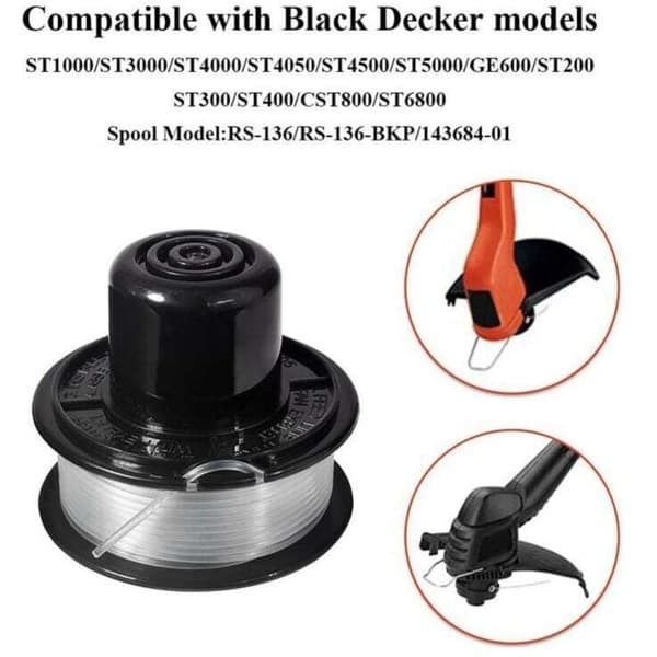 Black Decker Udskiftningsspole og -line til GL250/GL310/GL360, 11M x 1,6MM, Sort