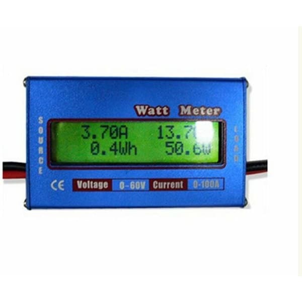 Solcellemåler LCD Strømanalysator Wattmeter, DC LCD Display 60V/100A Høj Præcision Strømmåling Watt Meter - Blå