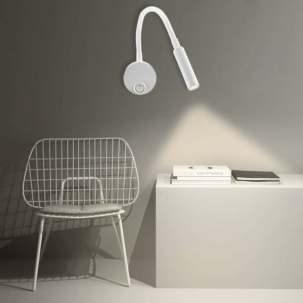 2-pakning Hvite Vegglamper, 3W Minimalistisk Sengelampe med Trykknapp, Overflatemontering Kompatibel med Philips