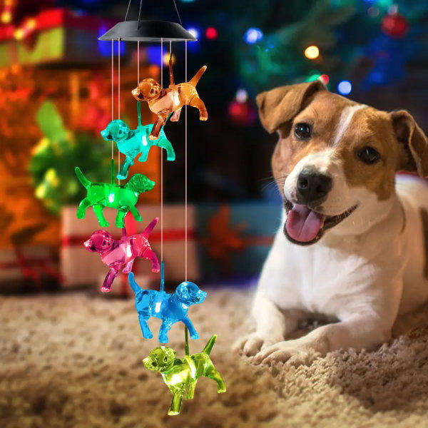 Outill Hund LED Solcell Färgskiftande Vindspel för Utomhusbruk, Födelsedagspresenter till Mamma Mormor Fru Dotter Syster Faster Farmor Kvinnor, Gård Deko