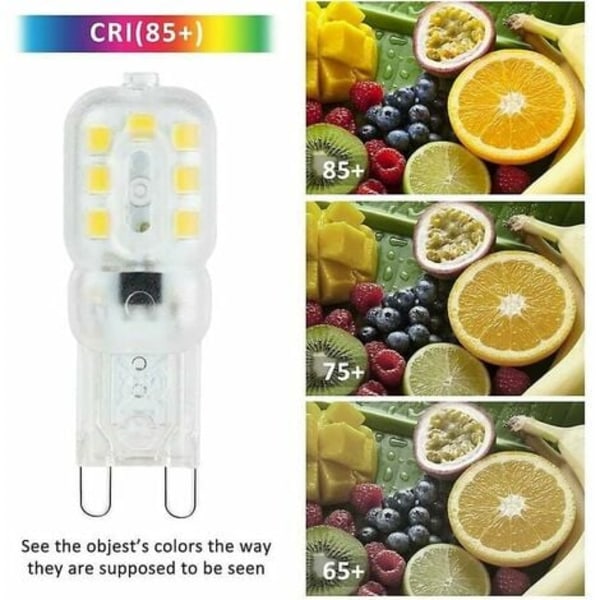 10 st G9 LED-lampor 3W (6000K Dagsljus) - 800LM Ej Dimbar Halogenersättning
