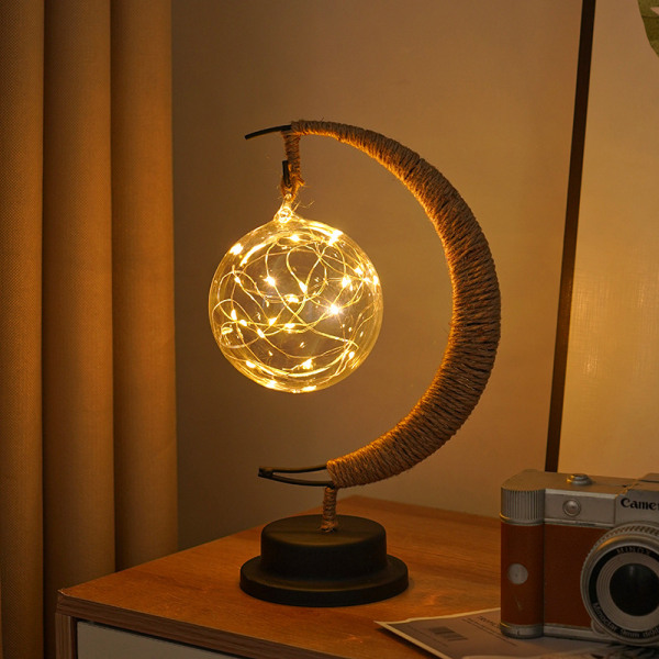 Led-koristevalot tähtikuuvalot omena jouluvalot syntymäpäivälahja käsintehty hamppuköysi usb rauta yövalo Color-Five-pointed star USB