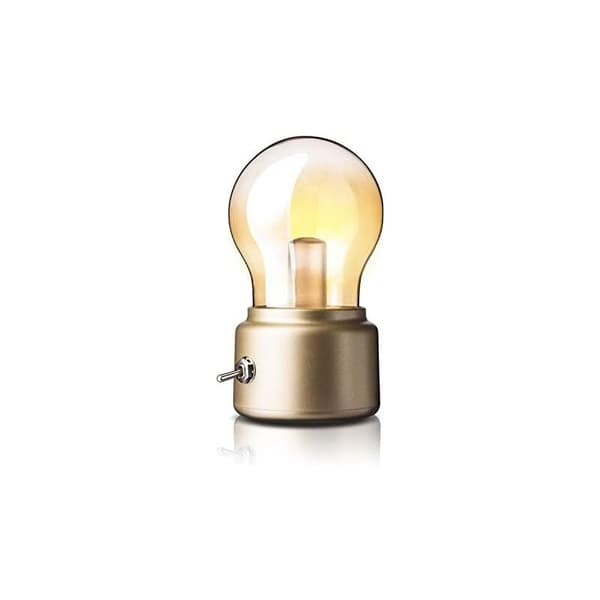 USB Uppladdningsbar Retro LED Bordslampa för Sovrum, Guld - Kompatibel med Philips