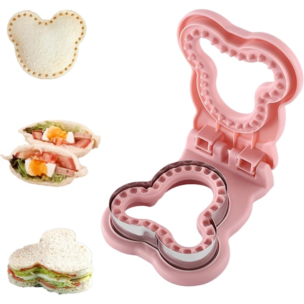 Rosa sandwichkutter og forsegler for barn voksne gutter jenter diy brødbaker