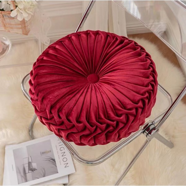 ins pumpa kudde runt kudde sittkudde midjekudde vardagsrum soffa homestay veckad hjul futon kudde Wine red 35*35cm