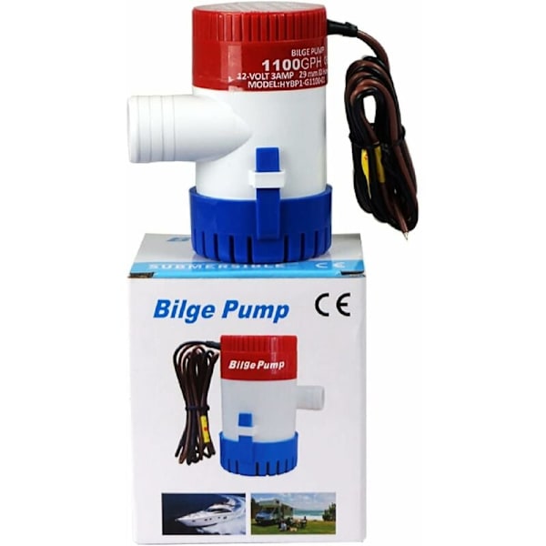 1100GPH 12V Marine Elektrisk Lensepumpe for Båt Caravan RV Nedsenkbar Ikke-Automatisk