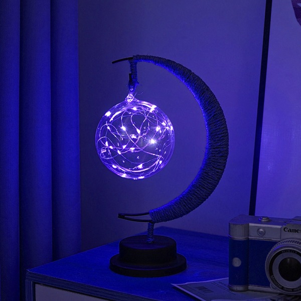 Dekorativa LED-lampor stjärnmånelampor äpple julbelysning födelsedagspresent handgjord hamparep usb järnnattlampa Purple-Pentacle USB