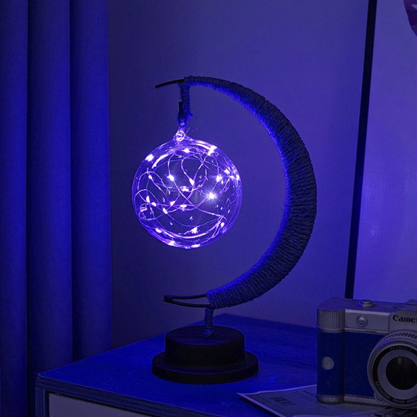 Led-koristevalot tähtikuuvalot omena jouluvalot syntymäpäivälahja käsintehty hamppuköysi usb rauta yövalo Color-Five-pointed star USB