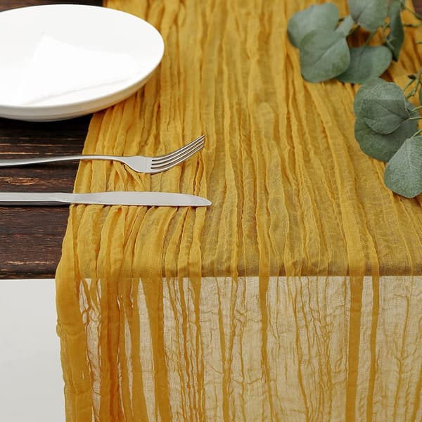 Bohemsk bordløper for rustikk bryllup, sennepsgul, 90x180