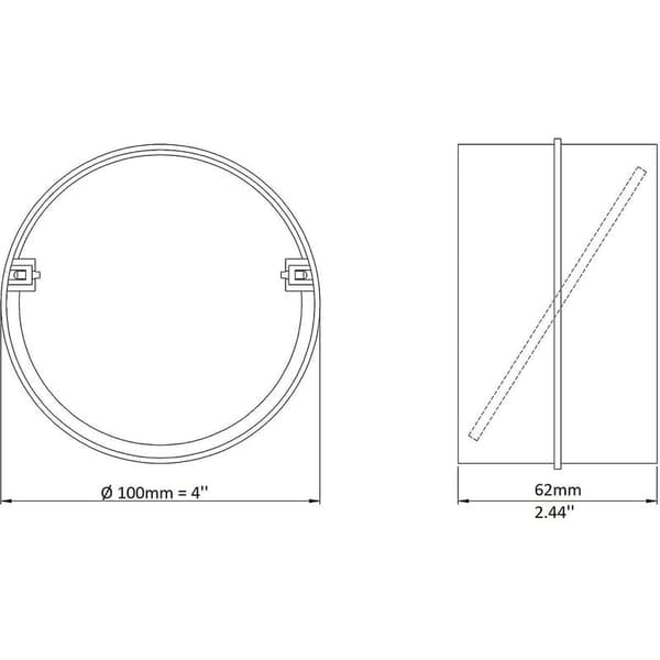 Ilmastointiputki pyöreä 100mm takaiskuventtiilillä