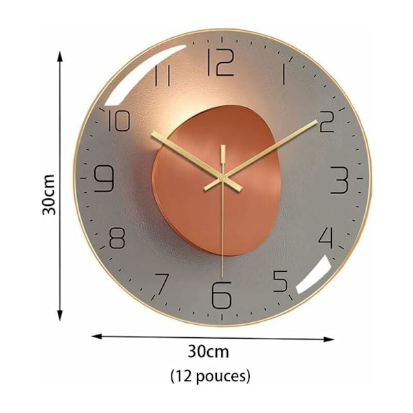 Moderne Lydløst Vægur, 30 cm Digitalt Vægur Rundt Digitalt Quartz Vægur, Velegnet til Stue, Kontor, Soveværelse, Køkken (Guld)