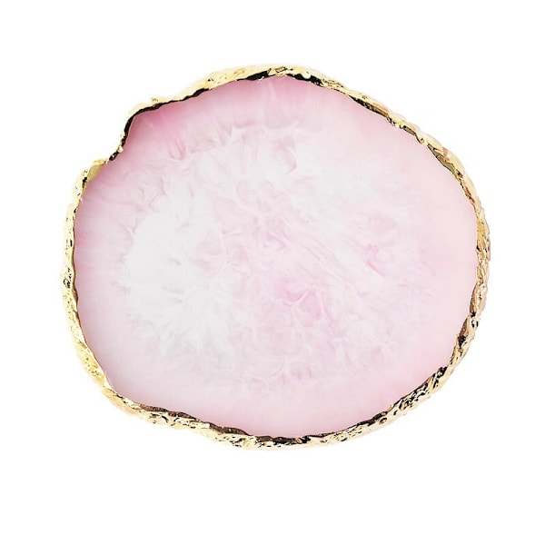1 st Rund naturharts Agat Nail Art UV Gel Palett Palett Hållare Ritning Färger Blanda lösnaglar Display Manikyr Tillbehör Verktyg Rosa 01 Pink