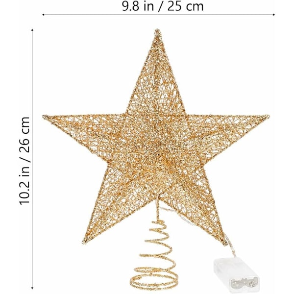 Joulukoriste, kultainen joulukoriste, glitterpuu, ontto tähti, joulukuusenkoriste, juhlakoriste, tähtikoriste