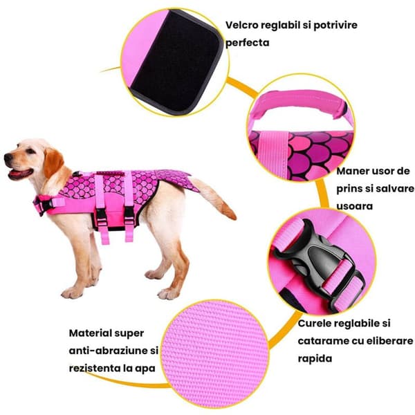 Justerbar Redningsvest til Hund Rosa L