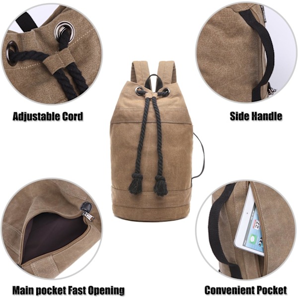 Canvas resväskor, övernattningsväskor Weekendväskor handbag ryggsäck brun M brown M