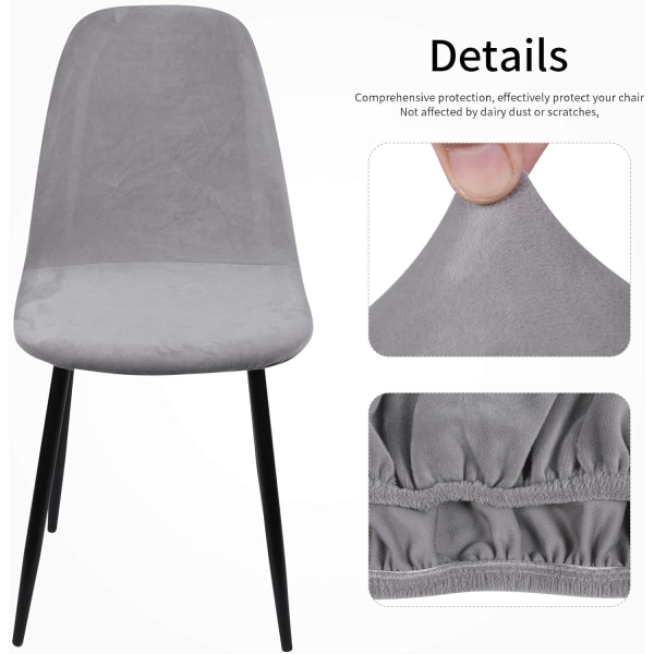 Skandinaviska sammetsstolsöverdrag, set med 4 stretchiga matstolsöverdrag