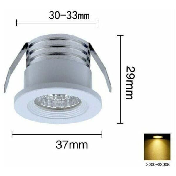 Sett med 4 mini LED downlights, 3 W, varmhvit Hvit.