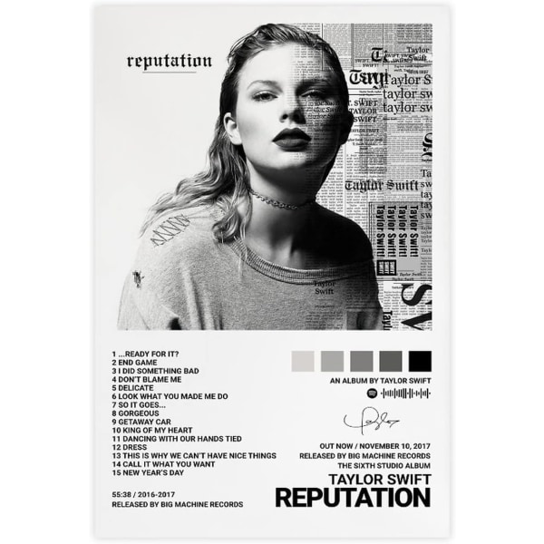 Pop-sanger lærred plakat til Taylor Swift til værelsesæstetik Lærred vægkunst Soveværelse Reputation 20*30CM Reputation 20*30CM