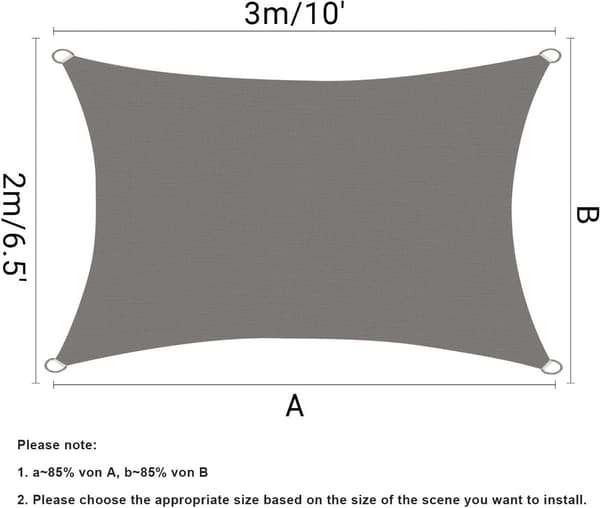 Rektangulært Solsejl, Vandtæt Polyester, UV-resistent, D-ringe i Rustfrit Stål med 4 Reb, Til Have Terrasse Pool, Grå, 2 x 3 m