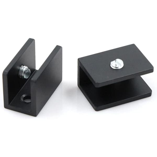 Glasklips 8 Stykker Firkantet Rustfrit Stål til Flade Overflader 8 til 10 mm Kompatibel med Spejl Sort