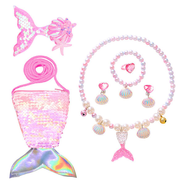 Tyttöjen merenneitoasu-tarvikkeet Pink fishtail