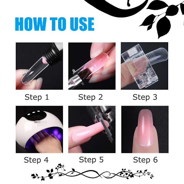 12 st Poly Gel Nagelklammer, Nagelspetsklämmor, Nagelspetsklämmor Nagelklämmor för Poly Gel Nagelförlängningar