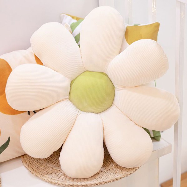 Kukkapehmuste koristeelliset heittotyynyt Kukkamainen söpö tyyny Kukka plyysi tyyny Koristeelliset tyynyt teini-ikäisille tytöille Beige + Grön 40cm