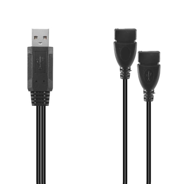 USB-virtajohto-sovitinkaapeli 2.1A uros - 2 kaksois