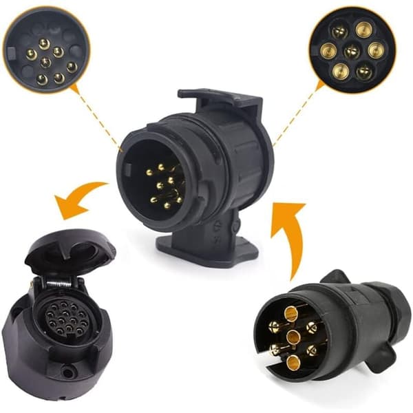 13 til 7 Pin Trailer Adapter, 13 pin 7 pin Trailer Stikforbindelse til Bil, RV, Campingvogn, Cykelholder