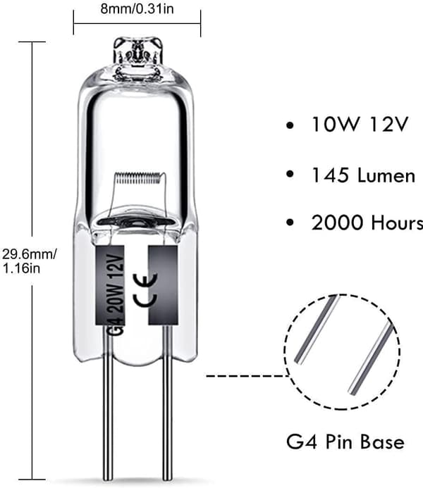 G4 halogenlamper 10w 12v varmhvit 10-pakning