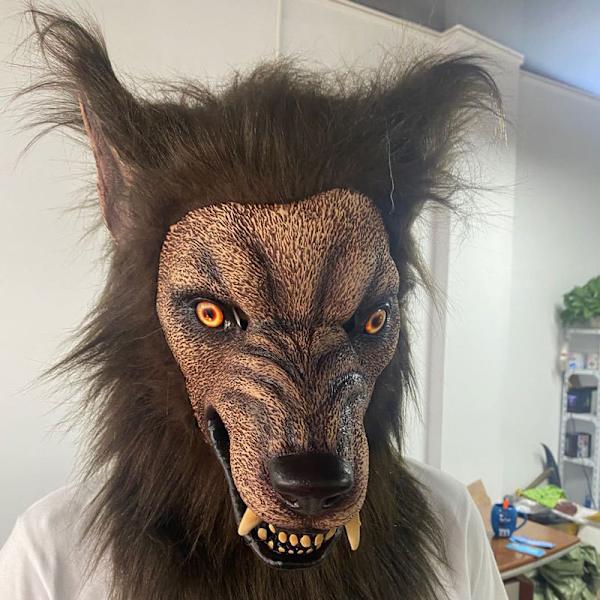 Halloween-skräck latex stoppad djurhuvudmask dansfest simulering cosplay Jackal