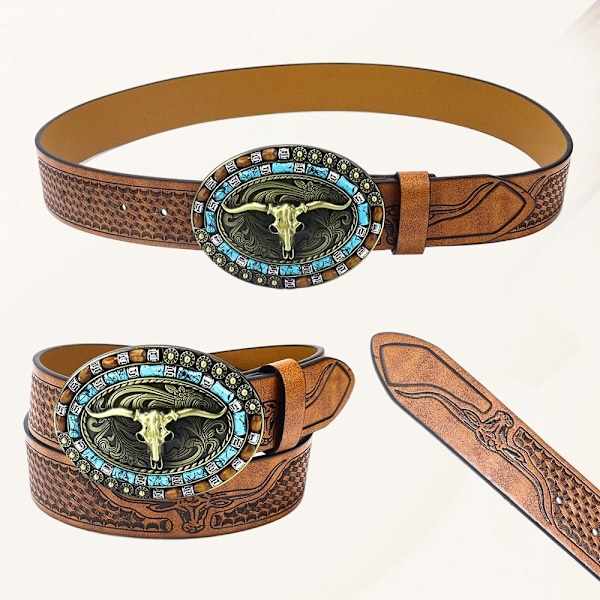Västerländskt cowboybältesspänne för män, bälte 120 cm 120cm