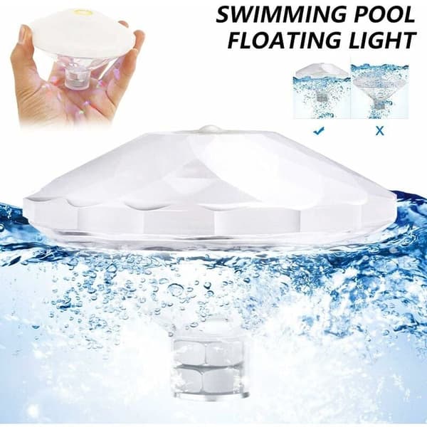 IP68 Undervands LED Pool Lys, 7 Farvetilstande, Flydende Disko Badelys til Spa, 1 stk