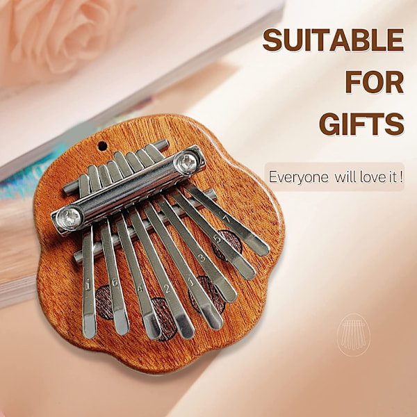 Mini Kalimba 8 Tangenter Tummpiano Söt Bärbar Fingerpiano Trä