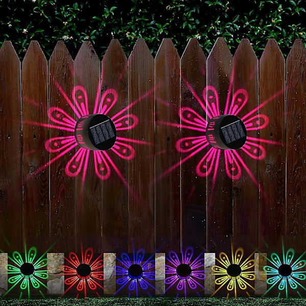 Solcellsdrivna staketlampor för utomhusbruk, 2-pack IP67 Vattentät LED-dekor för trädgård, trappor, gångväg