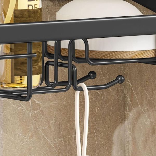 Badeværelseshylde - Ingen boring - 30128.9CM, (Sort) 2 stk