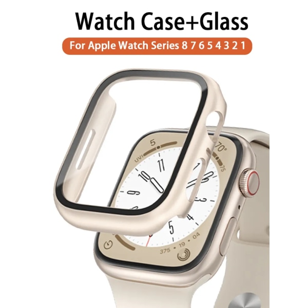 Glas+ Cover til Apple Watch etui 9 8 7 6 SE 5 iWatch tilbehør skærmbeskyttelse Apple Watch Series 45mm 41mm 44mm 40mm 42mm 38mm Mindnight blu Mindnight blu Mindnight blue 41mm series 7 8 9