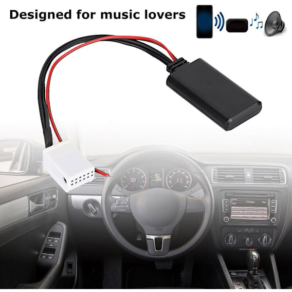 12V 12 Pin Bluetooth AUX-adapter for bil, kompatibel med MCD RNS 510 RCD 200 210 300 310 500 510