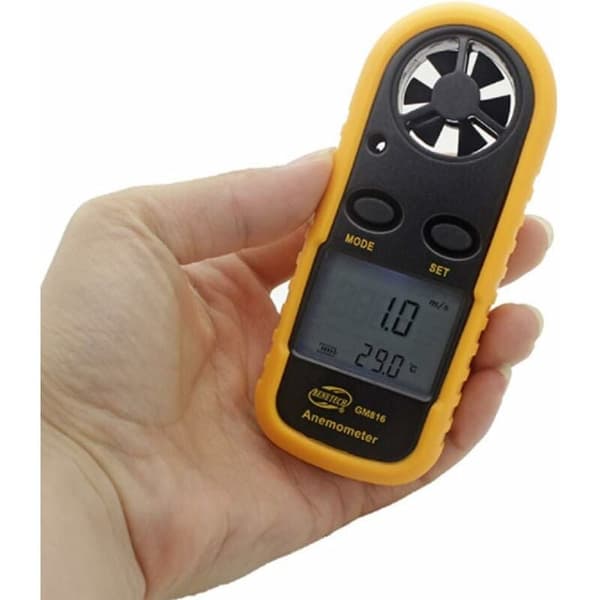 Anemometer med LCD-display luftflödeshastighet temperatur utomhus