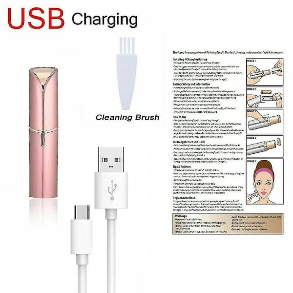 Flawless Facial Hair Remover USB Uppladdningsbar 18k guldpläterad resultat som Jml White