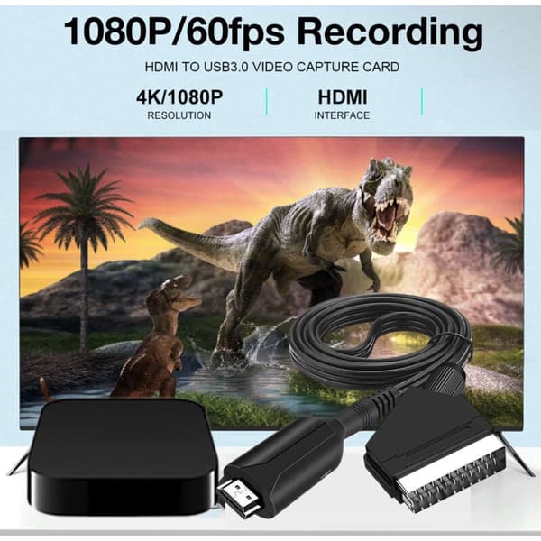 HDMI till SCART Adapter Converter - Kompatibel med Philips, Stöder 1080p/720p Video Audio