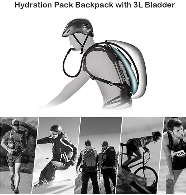 3L Hydreringsrygsæk, Letvægts Vandtæt Polyester Med Bideventil, Til Vandring, Cykling Og Løb, Sort, 24x3x46cm