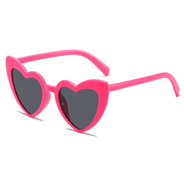 Hjerteformede solbriller til fester, stilige solbriller for menn og kvinner Rose red frame gray lens